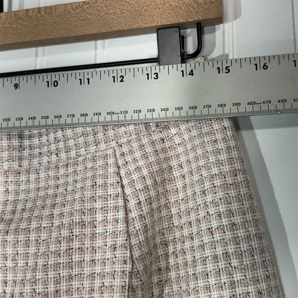 Paper Crane Pink‎ Tweed Mini Skirt L NWT Y2K Academia Preppy Aesthetic Side Zip